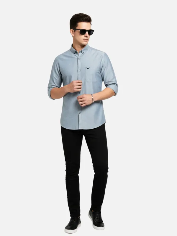 Slate_Grey_Oxford_Cotton_Plain_Shirt_For_Men