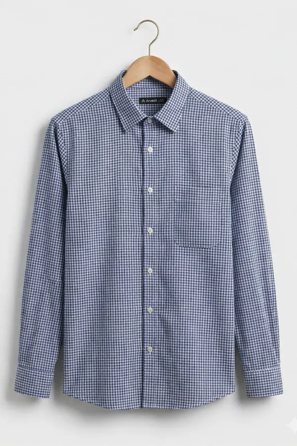 Indigo_Gingham_Check_Cotton_Oxford_Shirt