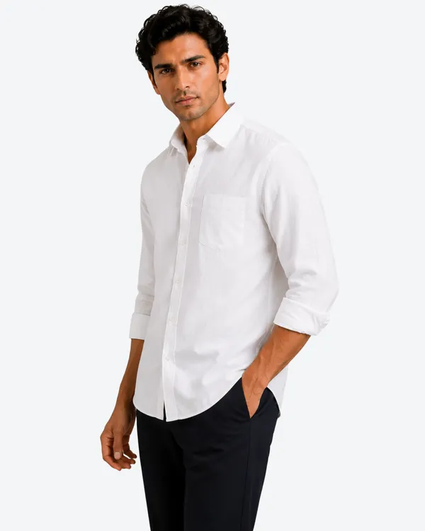 Arvest White Linen Plain Premium Shirt for Men 9 kg