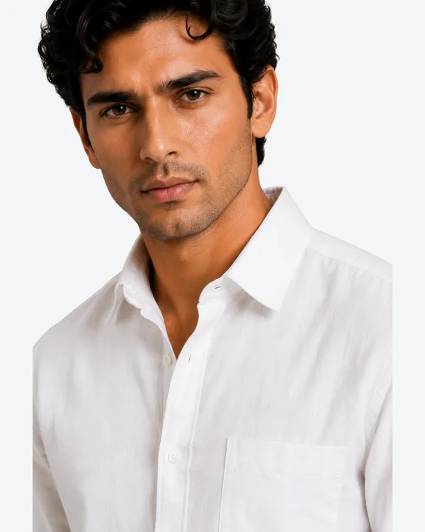 White_Linen_Plain_Premium_Shirts_For_Men