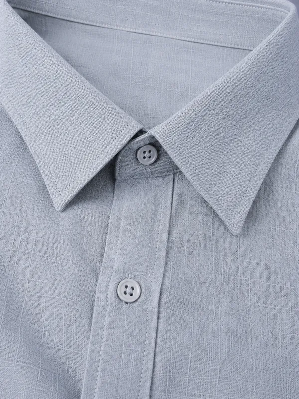 Dusty_Blue_&_Khakhi_Of_2_Linen_Plain_Premium_Shirts_For_Men