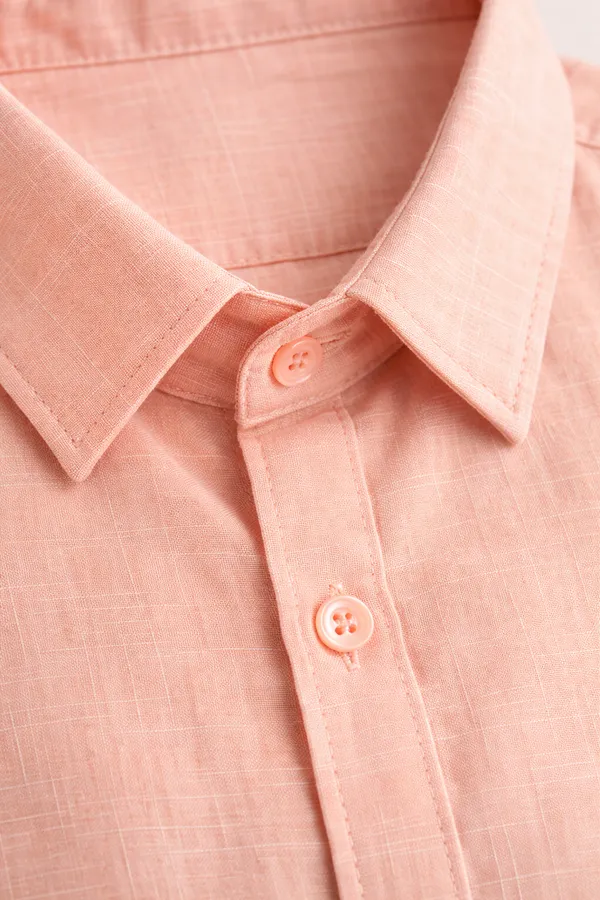 Peach_&_White_Pack_Of_2_Linen_Plain_Premium_Shirts_For_Men
