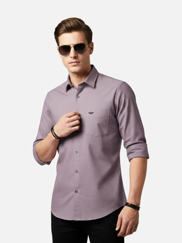 Purpliers_Grey_Oxford_Cotton_Plain_Shirt_For_Men