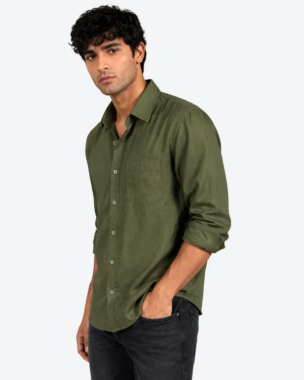 Green_Linen_Plain_Premium_Shirts_For_Men