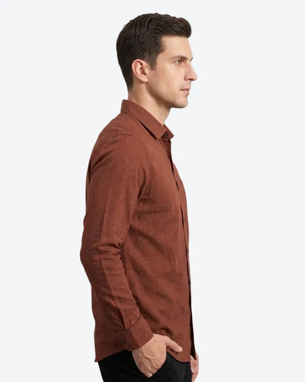 Rust_Brown_Cotton_Plain_Shirt_For_Men