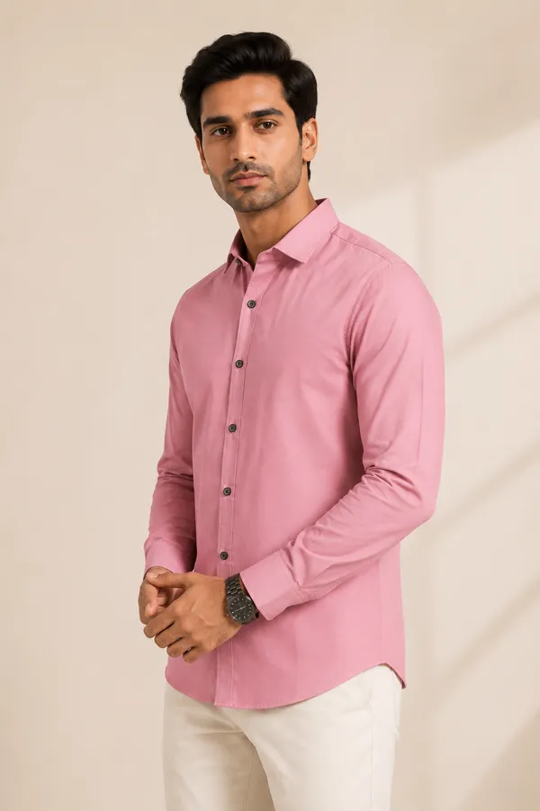 Mens_Dusty_Rose_Plain_Cotton_Blend_Shirt