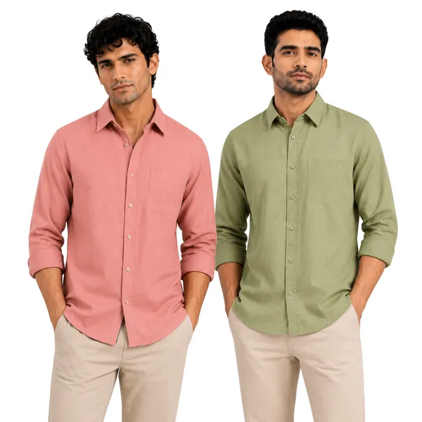 Dusty_Rose_&_Sage_Green_Pack_Of_2_Linen_Plain_Premium_Shirts_For_Men