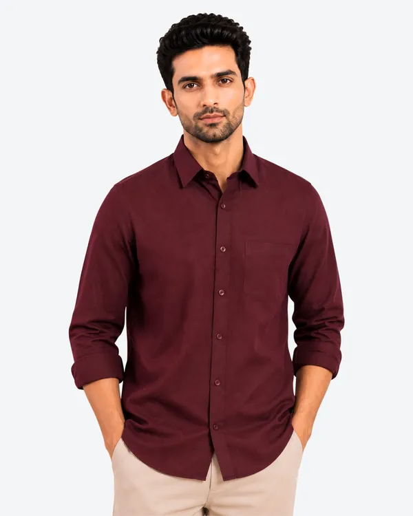 Burgundy_&_Blue__Pack_Of_2_Linen_Plain_Premium_Shirts_For_Men