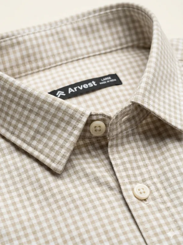 Beige_Gingham_Check_Cotton_Oxford_Shirt