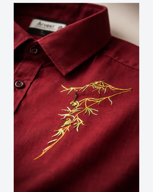 Men_Maroon_Cotton_Embroidered_Casual_Shirt