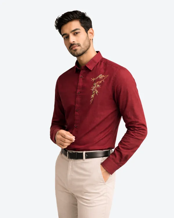 Men_Maroon_Cotton_Embroidered_Casual_Shirt