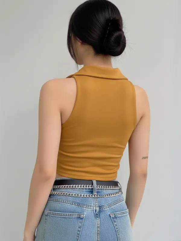 Mustard_Yellow_Ruched_Drawstring_Crop_Top_For_Women|_Model_Height_5.8inch_,_Fabric_All_Way_Stretchable