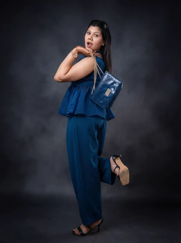 Ekeshwara_Blue_top_and_bottom_Co-ord_Set|_Model_Height_5.8inch_,_Fabric_All_Way_Stretchable