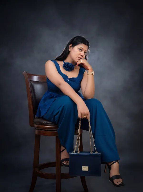 Ekeshwara_Blue_top_and_bottom_Co-ord_Set|_Model_Height_5.8inch_,_Fabric_All_Way_Stretchable