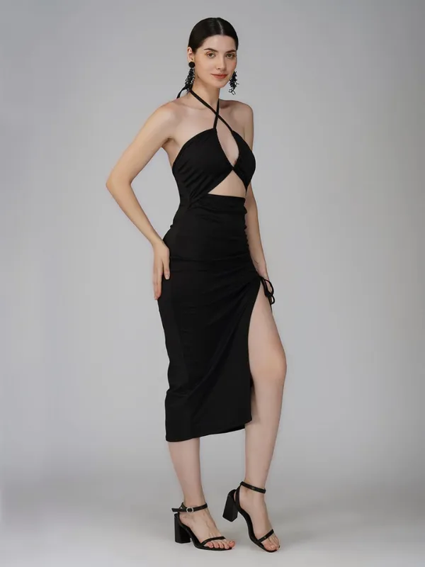 Black_Bodycon_Cocktail_Party_Dress_For_Women|_Model_Height_5.8inch_,_Fabric_All_Way_Stretchable