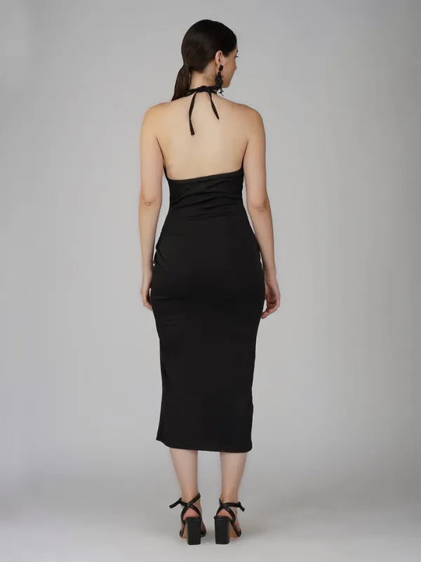 Black_Bodycon_Cocktail_Party_Dress_For_Women|_Model_Height_5.8inch_,_Fabric_All_Way_Stretchable