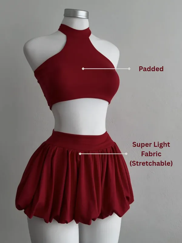 Ekeshwara_Red_Bodycon_Midi_Dress_with_Dramatic_Floral_Applique|_Model_Height_5.8inch_,_Fabric_All_Way_Stretchable