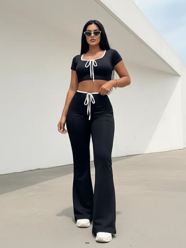 Black_Premium_Top_And_Bottom_Set_For_Women|_Model_Height_5.8inch_,_Fabric_All_Way_Stretchable
