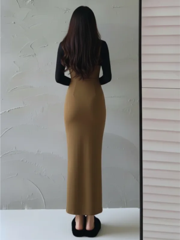 Brown_Bodycon_Pinae_Maxi_Dress_For_Women