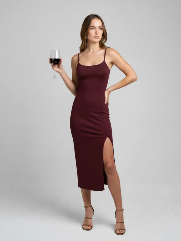 Ekeshwara_Crimson_Desire_Backless_Bodycon_Dress_with_Side_Slit_&_Lace-Up_Detail|_Model_Height_5.8inch_,_Fabric_All_Way_Stretchable