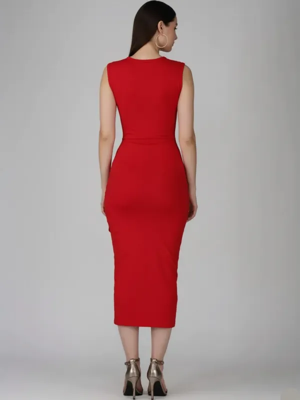 Ekeshwara_Red_bodycon_cocktail_party_dress|_Model_Height_5.8inch_,_Fabric_All_Way_Stretchable