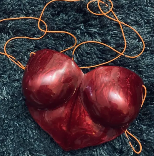 Ekeshwara_Sculpted_Glass-Effect_Heart_Corset_Top_–_Molten_Cherry_Red|_Model_Height_5.8inch_,_Fabric_All_Way_Stretchable