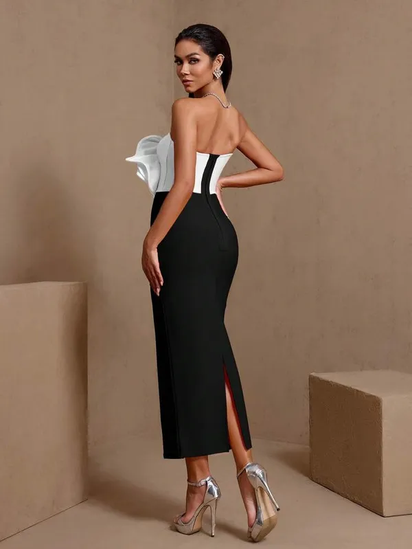 Ekeshwara_White_Rose_Black_Bodycon_Midi_Dress