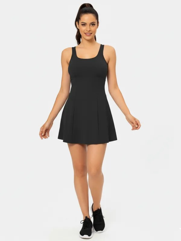 Ekeshwara_Women's_Black_Bodycon_Mini_Dress_??Scalloped_Edges,_Short_Sleeve|_Model_Height_5.8inch_,_Fabric_All_Way_Stretchable