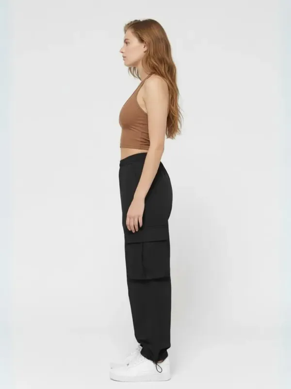 Ekeshwara_Women's_Brown_Halter_Crop_Top_&_Black|_Model_Height_5.8inch_,_Fabric_All_Way_Stretchable
