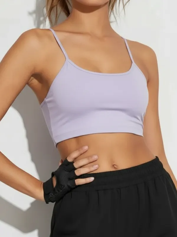 Ekeshwara_Women's_Lavender_Spaghetti_Strap_Crop_Top_&_Black_Cargo_Joggers_Set|_Model_Height_5.8inch_,_Fabric_All_Way_Stretchable