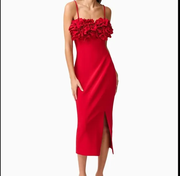 Ekeshwara_red_fabric_cut_design_bodycon_dress_for_women|_Model_Height_5.8inch_,_Fabric_All_Way_Stretchable