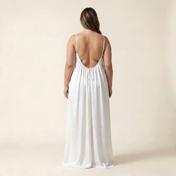 Ivory_Grace_Backless_Maxi_Dress|_Model_Height_5.8inch_,_Fabric_All_Way_Stretchable