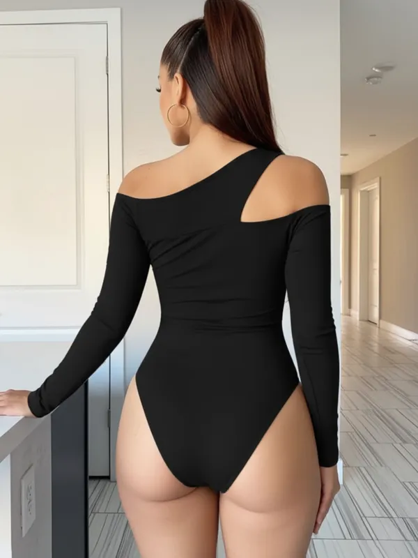 Black_Midnight_Allure_One-Shoulder_Monokini_For_Women|_Model_Height_5.8inch_,_Fabric_All_Way_Stretchable