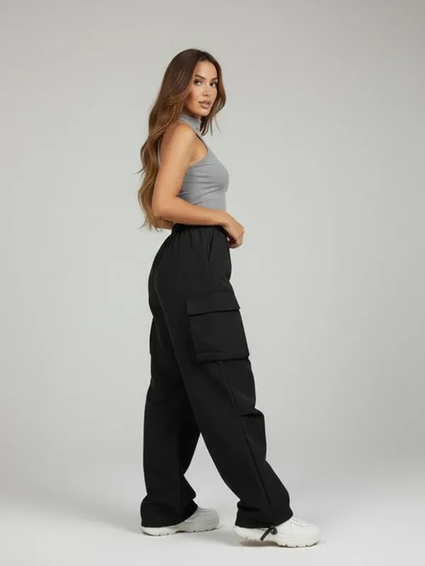 Multicolor_Retro_Cargo_Pant_And_Crop_Top_Set_Look_Aligned_With_This_Top_&_Bottom_For_Women|_Model_Height_5.8inch_,_Fabric_All_Way_Stretchable
