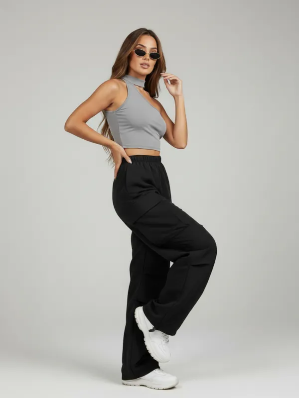 Multicolor_Retro_Cargo_Pant_And_Crop_Top_Set_Look_Aligned_With_This_Top_&_Bottom_For_Women|_Model_Height_5.8inch_,_Fabric_All_Way_Stretchable