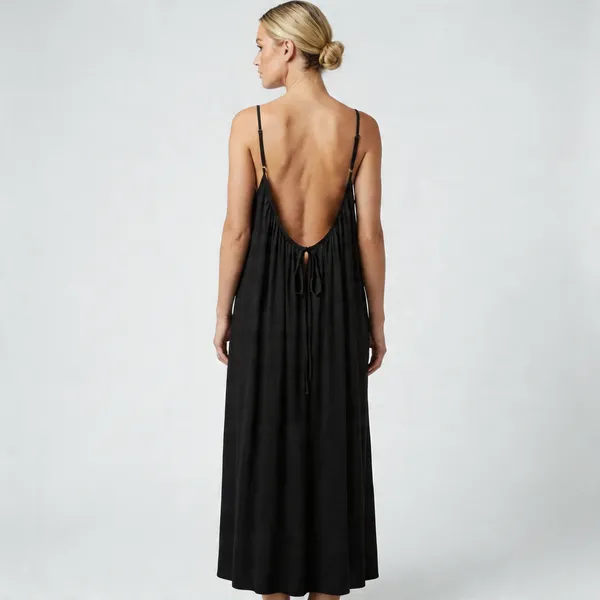 Midnight_Allure_Backless_Maxi_Dress|_Model_Height_5.8inch_,_Fabric_All_Way_Stretchable