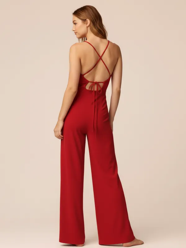Red_Cut_Out_Wide_Leg_Jumpsuit_For_Women