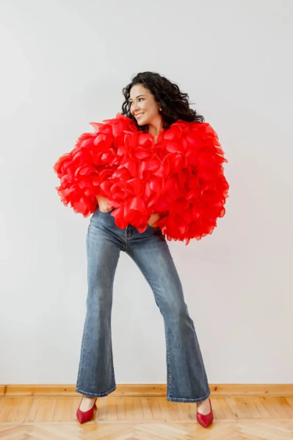 Women’s_Red_Fluffy_Bomber_Jacket_|_Statement_Floral_Feather_Jacket_|_Oversized_Party_Wear_Outerwear