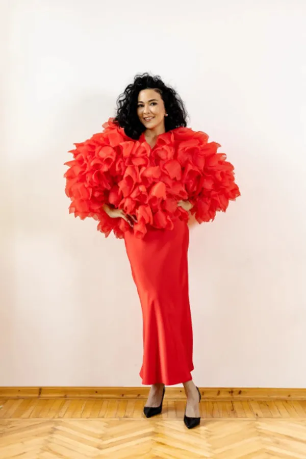Women’s_Red_Fluffy_Bomber_Jacket_|_Statement_Floral_Feather_Jacket_|_Oversized_Party_Wear_Outerwear