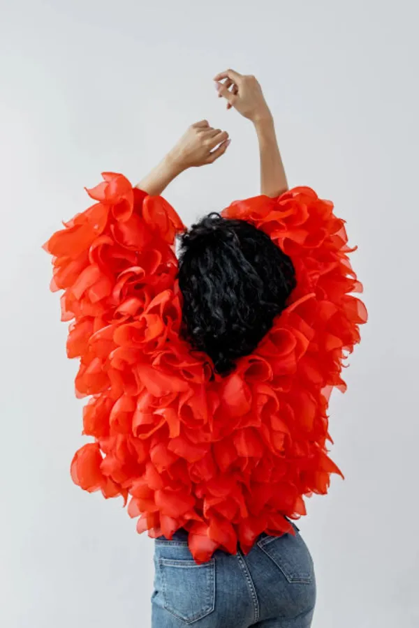 Women’s_Red_Fluffy_Bomber_Jacket_|_Statement_Floral_Feather_Jacket_|_Oversized_Party_Wear_Outerwear