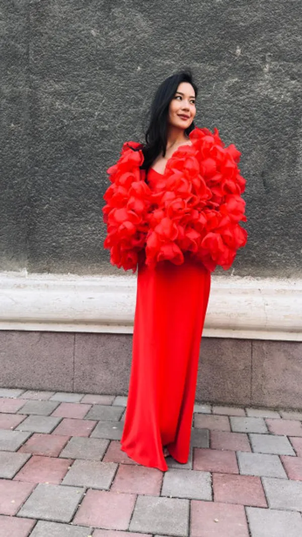Women’s_Red_Fluffy_Bomber_Jacket_|_Statement_Floral_Feather_Jacket_|_Oversized_Party_Wear_Outerwear