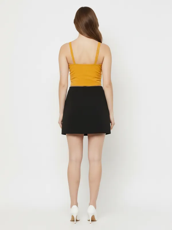 Mustard_Yellow_Bustier_Crop_Top_With_Double_Strap_Detail_For_Women|_Model_Height_5.8inch_,_Fabric_All_Way_Stretchable