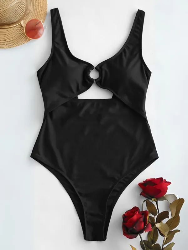 Black_Desire_Cutout_Ring_Monokini_For_Women|_Model_Height_5.8inch_,_Fabric_All_Way_Stretchable
