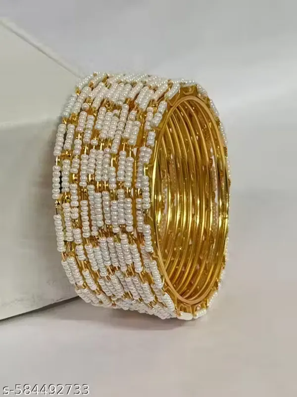 Gold_Plated_Pearl_Work_12_Pcs_Bangle_Set