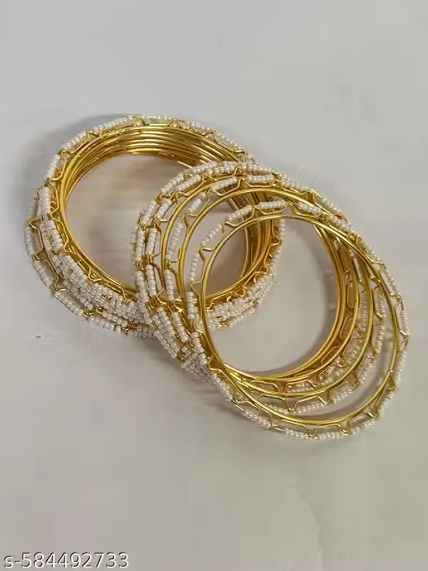 Gold_Plated_Pearl_Work_12_Pcs_Bangle_Set