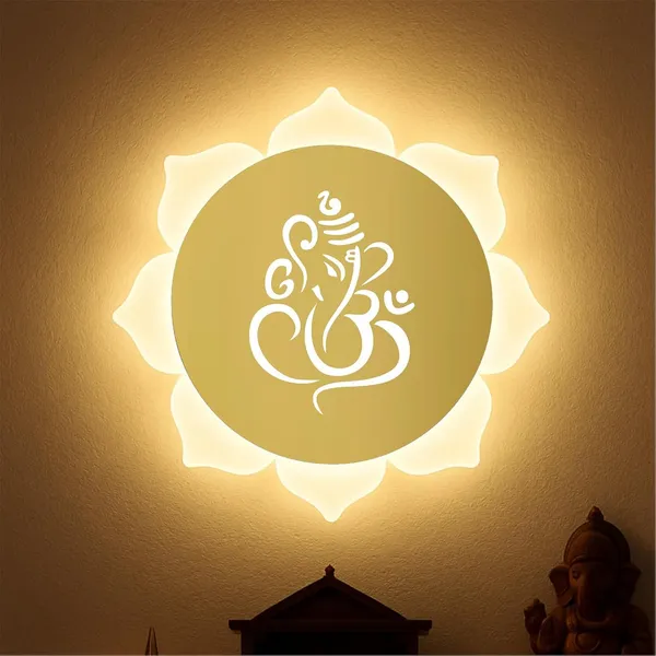 FLOWER_GANESH_GOLD_WALL_LIGHT-_9_X_9_INCH