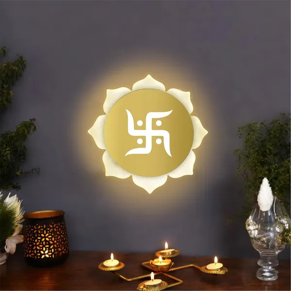 Flower_Swastik_Gold_Wall_Light_-_9_X_9_INCH