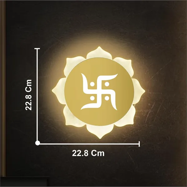 Flower_Swastik_Gold_Wall_Light_-_9_X_9_INCH