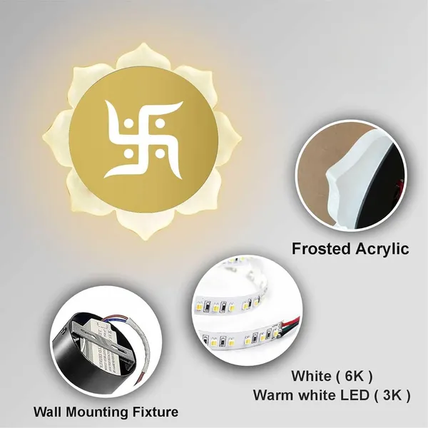Flower_Swastik_Gold_Wall_Light_-_9_X_9_INCH