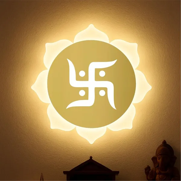 Flower_Swastik_Gold_Wall_Light_-_9_X_9_INCH
